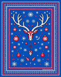 Bold Red White Reindeer Snowflake Garland Rug