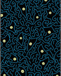 Abstract Blue Swirls Yellow Circles Rug