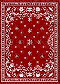 Crimson White Snowflake Festive Border Rug