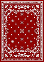 Crimson White Snowflake Festive Border Rug