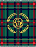 Green Red Navy Plaid Laurel Monogram Rug
