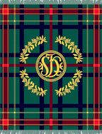 Green Red Navy Plaid Laurel Monogram Rug