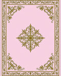 Ornate Pink Gold Floral Medallion Rug