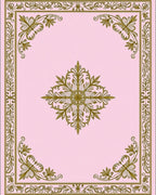 Ornate Pink Gold Floral Medallion Rug