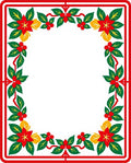 Crimson Poinsettia Holly Garland Border Rug
