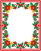 Crimson Poinsettia Holly Garland Border Rug