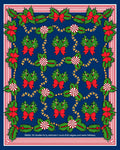 Festive Red Bow Green Pine Garlands Rug
