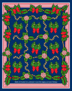 Festive Red Bow Green Pine Garlands Rug