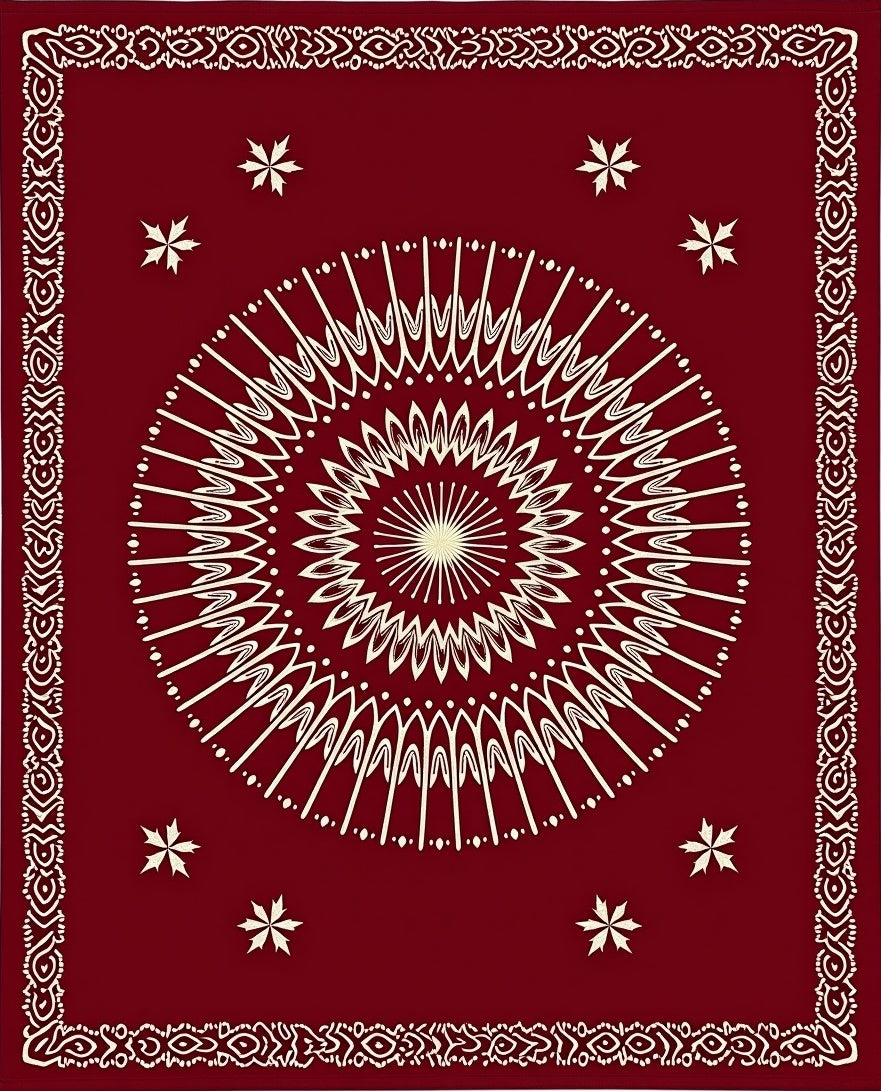 Crimson Medallion Star Border Rug