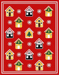 Gingerbread Houses Snowflakes Red Backdrop Rug