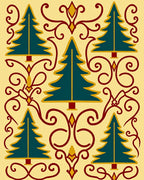 Teal Evergreen Vines Festive Rug