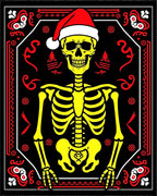 Yellow Skeleton Christmas Black Rug