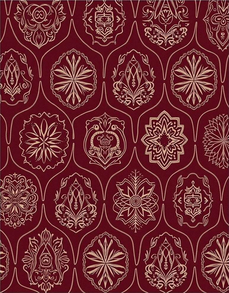 Deep Crimson Intricate Medallion Mandala Rug
