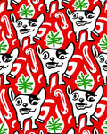Red White Black Dog Christmas Trees Rug