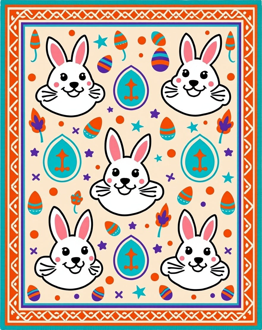Whimsical Bunny Easter Egg Jubilee Rug