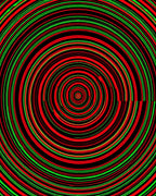 Psychedelic Red Green Concentric Circles Rug