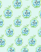 Light Blue Orb Botanical Ornament Rug