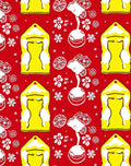 Bright Yellow House White Floral Accents Rug