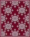 Deep Red White Snowflake Mandala Rug