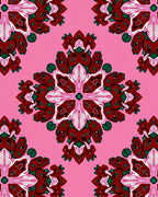 Crimson Pink Emerald Mandala Blooms Rug