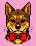 Cute Dog Red Bow Tie Portrait Rug