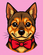 Cute Dog Red Bow Tie Portrait Rug
