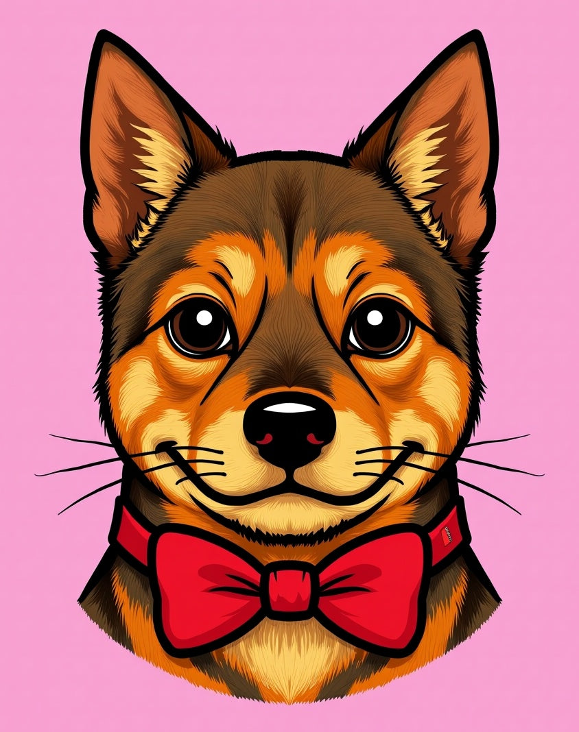 Cute Dog Red Bow Tie Portrait Rug