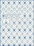 Navy Blue Floral Medallion Arrangement Rug