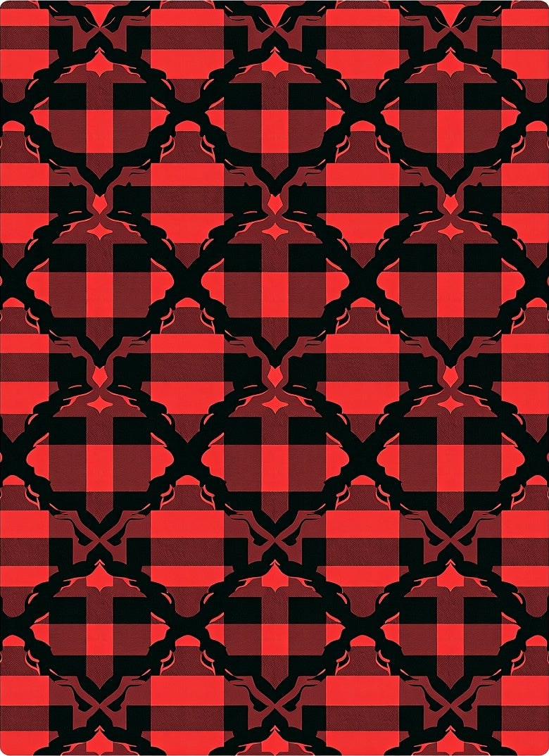 Bold Red Black Buffalo Plaid Lattice Rug