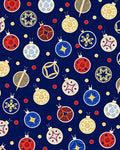 Festive Ornaments on Navy Background Rug
