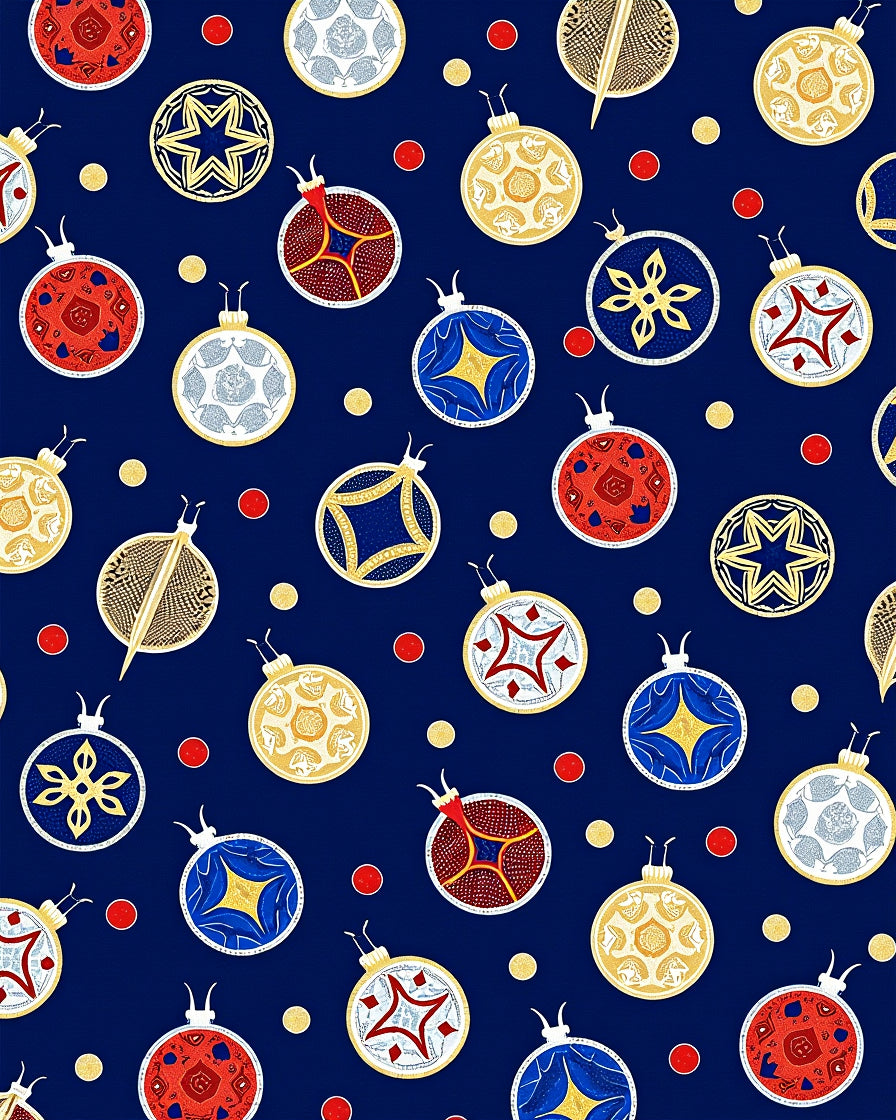 Festive Ornaments on Navy Background Rug