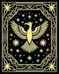 Golden Phoenix Stars Ornate Border Rug