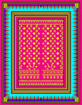Fuchsia Yellow Geometric Tribal Border Rug