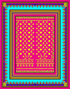 Fuchsia Yellow Geometric Tribal Border Rug