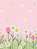 Pink Daisy and Tulip Meadow Garden Rug