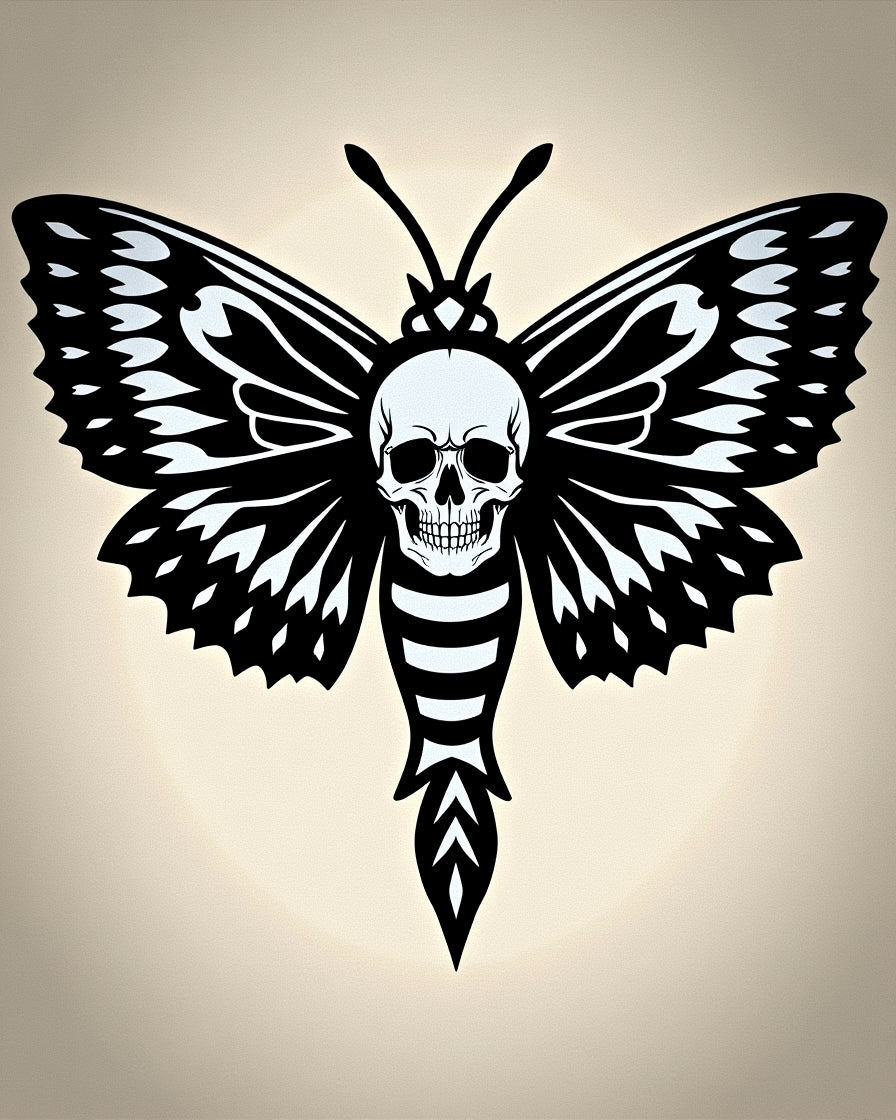 Monochromatic Skull Winged Insect Rug