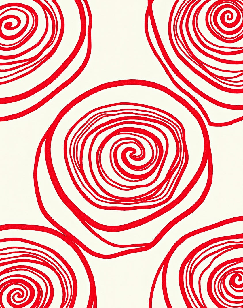 Vibrant Red Swirl Floral Rug