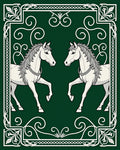 Emerald Green Twin Horse Heraldic Rug