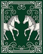 Emerald Green Twin Horse Heraldic Rug