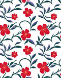 Vibrant Red Floral Vine Swirls Rug