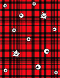Red Black Plaid Whimsical Creatures Rug