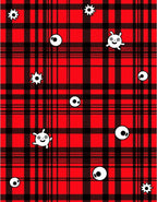 Red Black Plaid Whimsical Creatures Rug