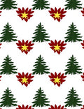 Green Pine Red Yellow Flower Repeating Rug