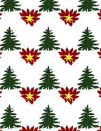 Green Pine Red Yellow Flower Repeating Rug