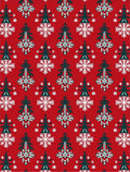Red White Green Evergreen Snowflake Motif Rug
