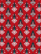 Red White Green Evergreen Snowflake Motif Rug