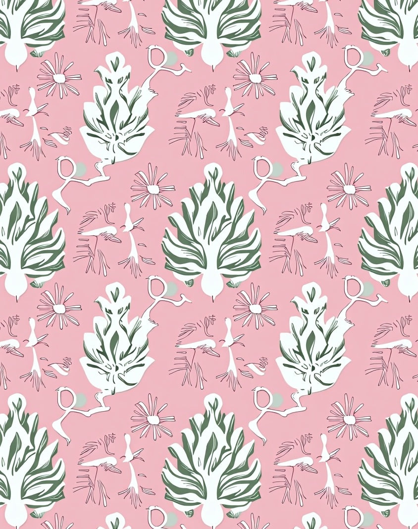 Pink Leafy Floral Grove Rug