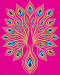 Bright Magenta Peacock Feather Fan Rug
