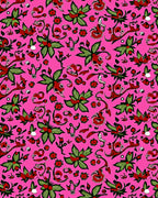 Vibrant Red Green Floral Whimsy Rug