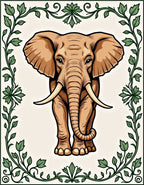 Brown Elephant Floral Vine Regal Rug